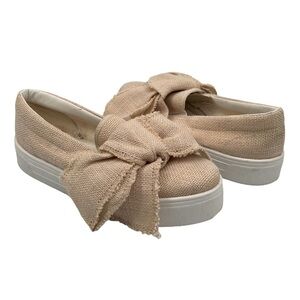 Topshop Nude Burlap Oversized Bow Platform Sneakers Size 39 Women's
